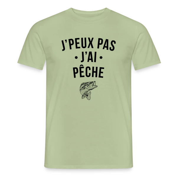 Maquette de T-shirt homme « J'peux Pas, J'ai Pêche ! » à personnaliser