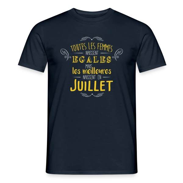 Maquette de T-shirt homme « Reine de Juillet : Les Légendes Naissent en Été » à personnaliser