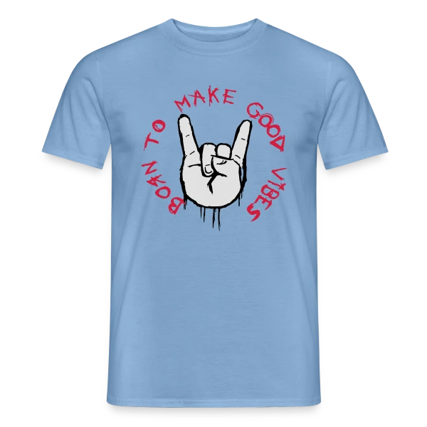 Maquette de T-shirt homme « Good Vibes Main Cornue Rock » à personnaliser