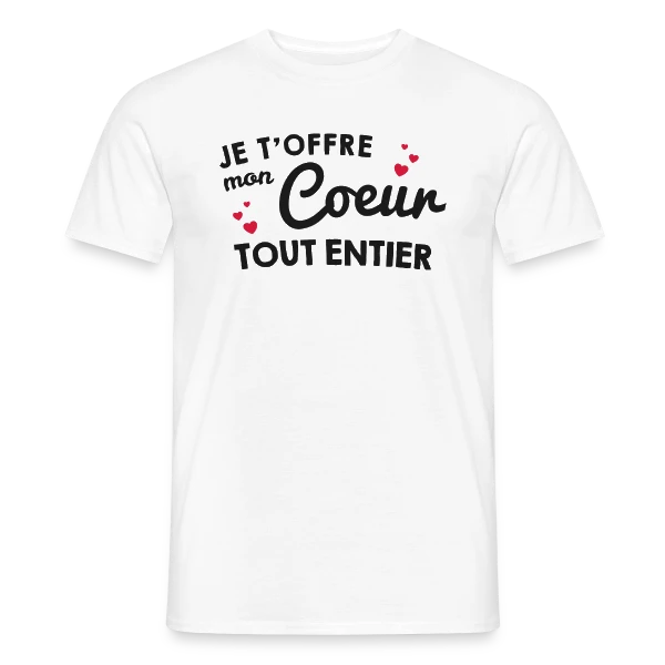 Maquette de T-shirt homme « Déclaration d'Amour - Mon Cœur Tout Entier » à personnaliser