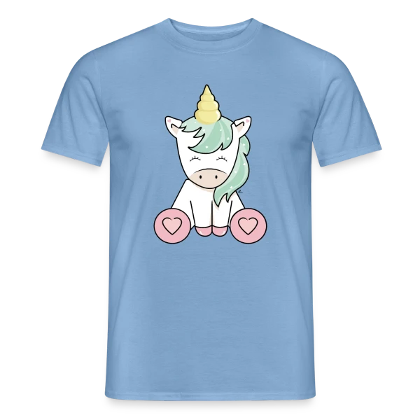 Maquette de T-shirt homme « Licorne Kawaii Mignonne » à personnaliser