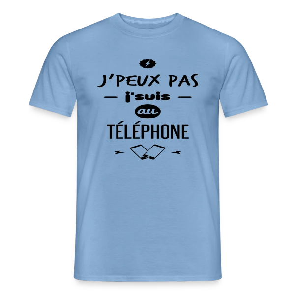Maquette de T-shirt homme « J'suis au téléphone » à personnaliser