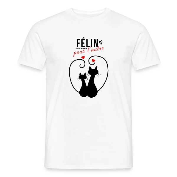 Maquette de T-shirt homme « Félin pour l'autre » à personnaliser