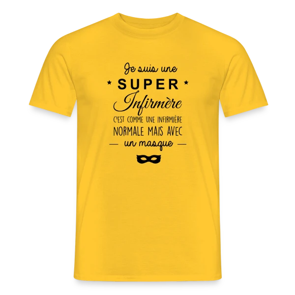 Maquette de T-shirt homme « Super Infirmière : Ma Vocation, Ma Fierté » à personnaliser