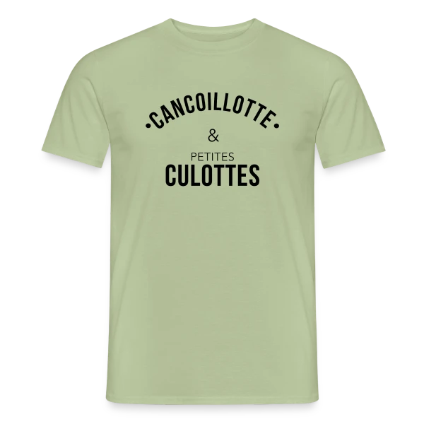 Maquette de T-shirt homme « Humour Franc-Comtois : Cancoillotte & les Petites » à personnaliser