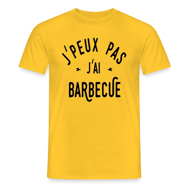 Maquette de T-shirt homme « J'PEUX PAS J'AI BARBECUE - Humour & Grillades » à personnaliser