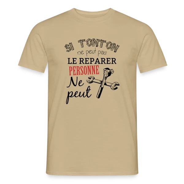 Maquette de T-shirt homme « Mon Tonton Réparateur : L'Expert Infaillible » à personnaliser