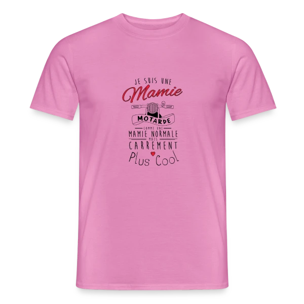 Maquette de T-shirt homme « Mamie Motarde Super Cool » à personnaliser