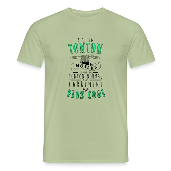 Maquette de T-shirt homme « Mon Tonton Motard, le plus cool ! » à personnaliser