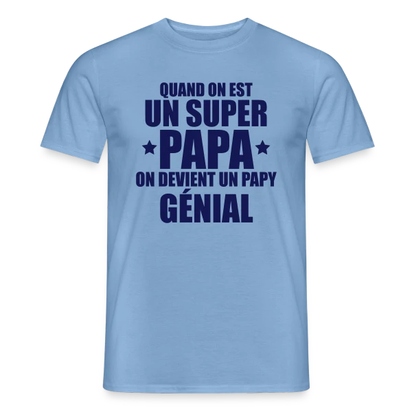 Maquette de T-shirt homme « Annonce Grossesse : On Devient un Papy Génial ! » à personnaliser