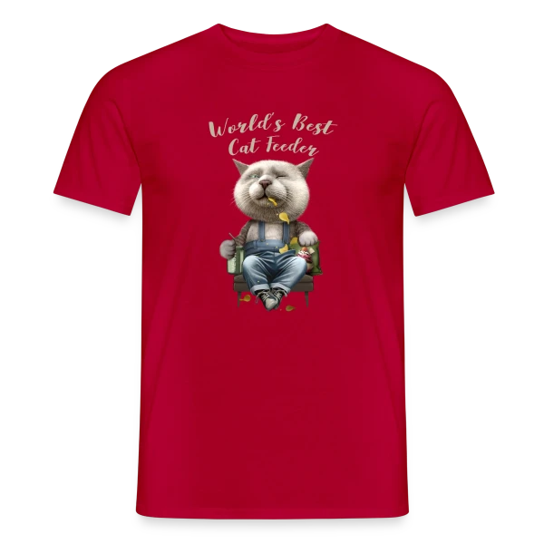 Maquette de T-shirt homme « Meilleur Nourrisseur de Chats » à personnaliser