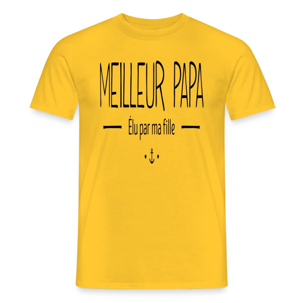 Maquette de T-shirt homme « Meilleur Papa Élu par Ma Fille » à personnaliser