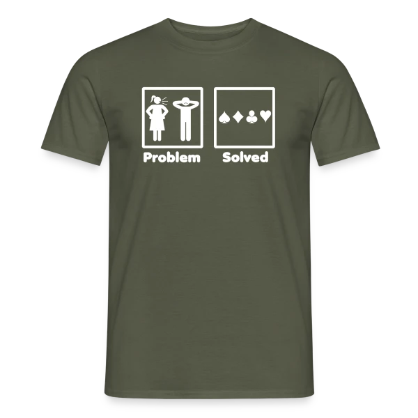 Maquette de T-shirt homme « Problème Résolu: Poker! » à personnaliser