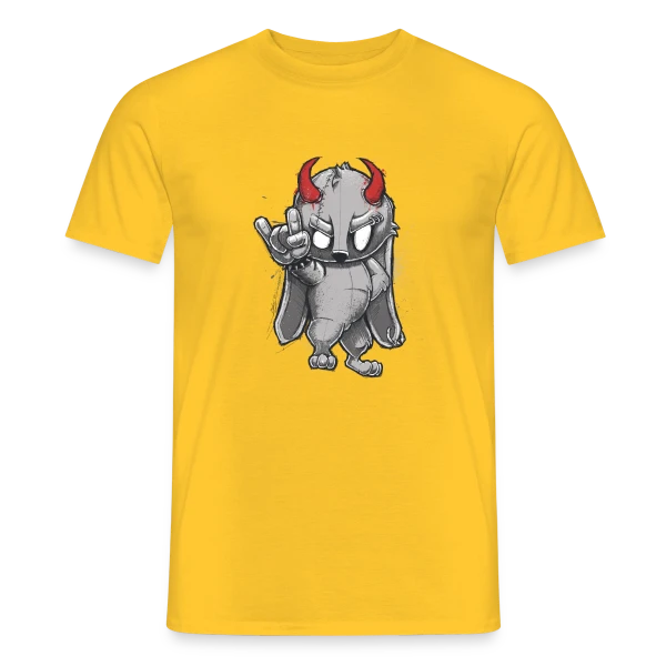 Maquette de T-shirt homme « Lapin Métalleux Diabolique » à personnaliser