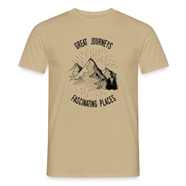 Maquette de T-shirt homme « Grandes Aventures Montagneuses » à personnaliser