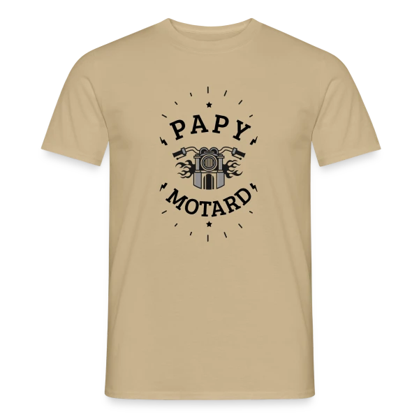 Maquette de T-shirt homme « Papy Motard, La Légende » à personnaliser