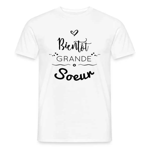 Maquette de T-shirt homme « Bientôt Grande Sœur » à personnaliser