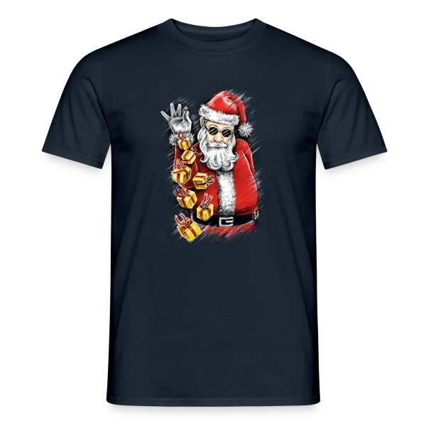 Maquette de T-shirt homme « Père Noël Stylé et Généreux » à personnaliser