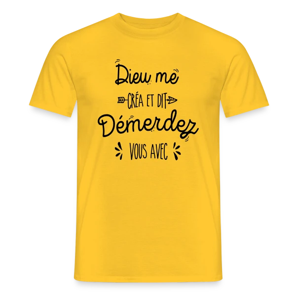Maquette de T-shirt homme « 'Démerdez-vous avec' » à personnaliser