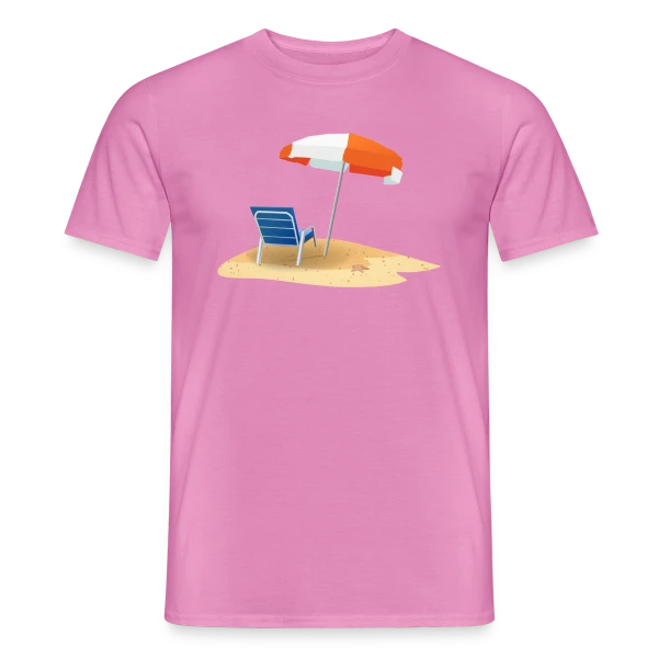 Maquette de T-shirt homme « Parasol et Transat Plage » à personnaliser