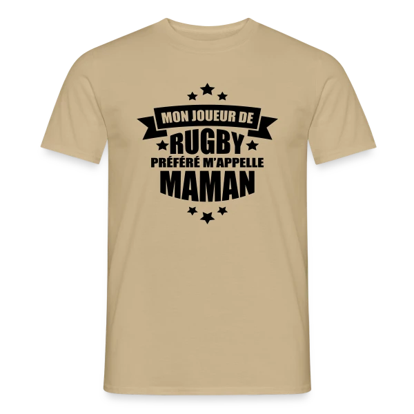 Maquette de T-shirt homme « Mon Joueur de Rugby Préféré M'appelle Maman » à personnaliser