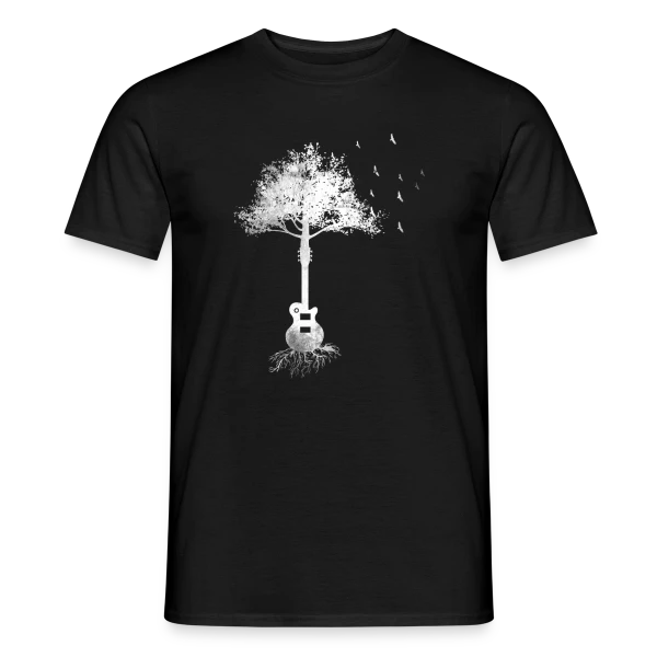 Maquette de T-shirt homme « Arbre Guitare Électrique : Le Don du Guitariste » à personnaliser