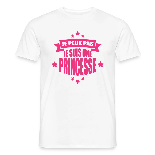 Maquette de T-shirt homme « Désolée, Je Suis Princesse : Humour Royal au Quotidien » à personnaliser