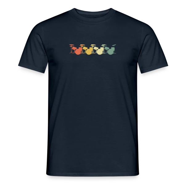 Maquette de T-shirt homme « Batterie Rétro 70s » à personnaliser