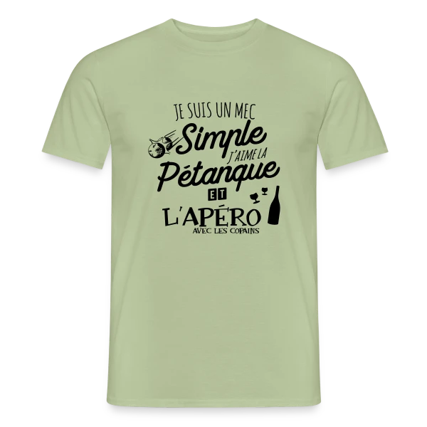 Maquette de T-shirt homme « Pétanque & Apéro : L'Équipe Gagnante » à personnaliser