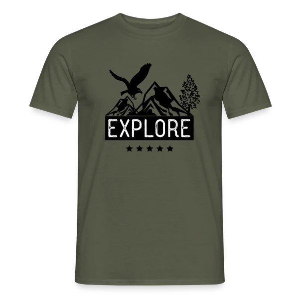 Maquette de T-shirt homme « Aventure Montagne Aigle » à personnaliser