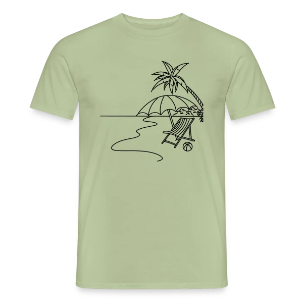 Maquette de T-shirt homme « Scène de Plage Minimaliste » à personnaliser