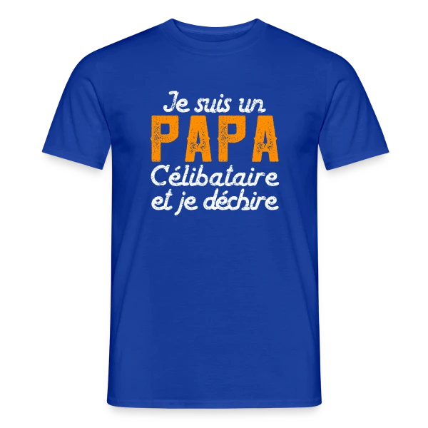 Maquette de T-shirt homme « Je Suis un Papa Célibataire et Je Déchire ! » à personnaliser