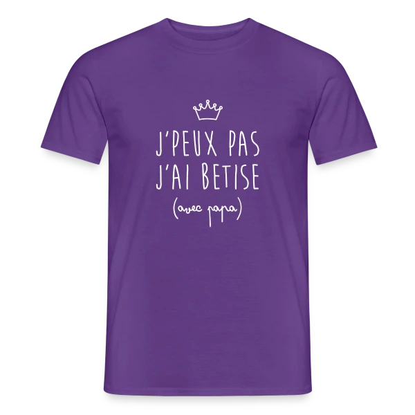 Maquette de T-shirt homme « J'peux pas j'ai Bêtise avec Papa - Humour Enfant » à personnaliser