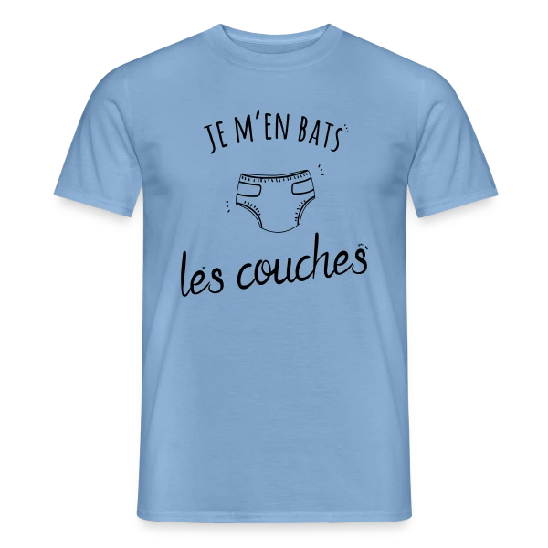Maquette de T-shirt homme « Humour "Je M'en Bats Les Couches" - Idée Cadeau Drôle » à personnaliser
