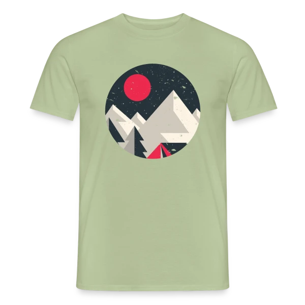 Maquette de T-shirt homme « Montagnes Minimalistes Aventure » à personnaliser