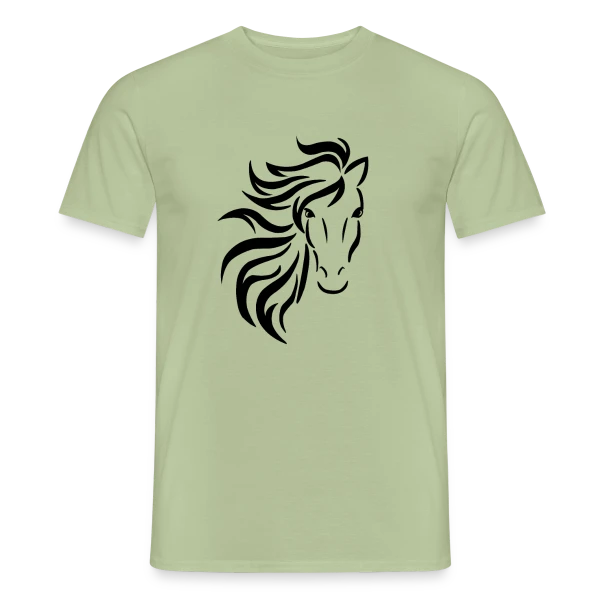 Maquette de T-shirt homme « Tête de Cheval Tribal » à personnaliser