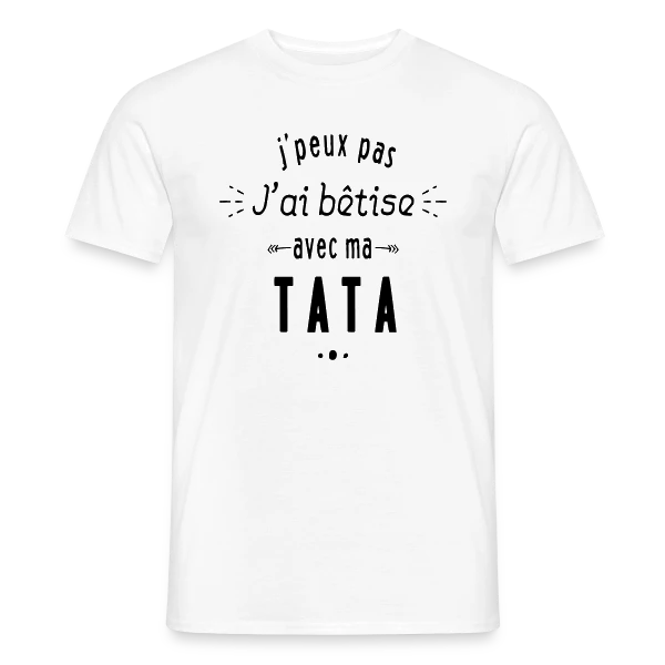 Maquette de T-shirt homme « Bêtises avec ma Tata » à personnaliser