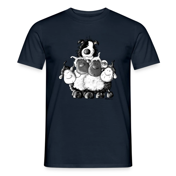 Maquette de T-shirt homme « Border Collie et Moutons - Un Vrai Chien de Berger » à personnaliser