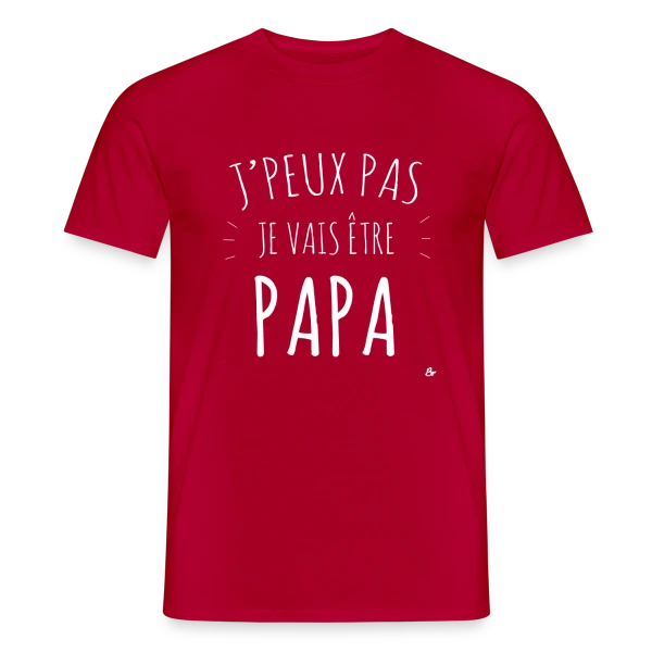 Maquette de T-shirt homme « Futur Papa - J'peux pas je vais être PAPA (Annonce Bébé) » à personnaliser