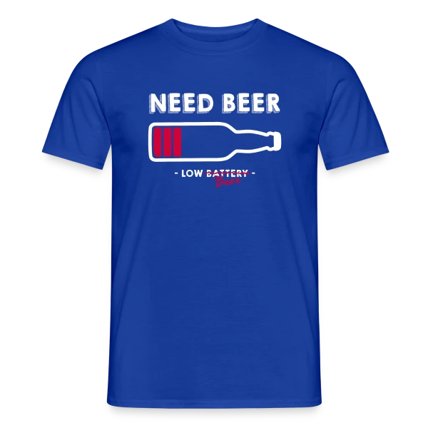 Maquette de T-shirt homme « Humoristique : Need Beer, Besoin d'une Bière » à personnaliser