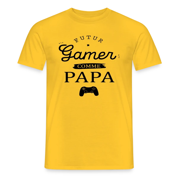 Maquette de T-shirt homme « 'Futur Gamer comme Papa' - Humour Père & Enfant » à personnaliser