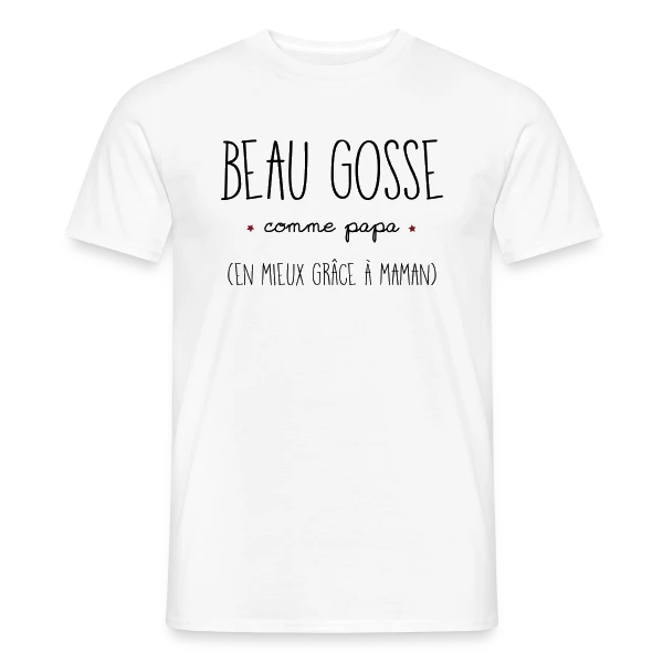 Maquette de T-shirt homme « Beau Gosse Comme Papa » à personnaliser