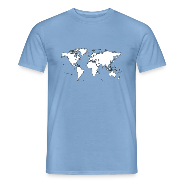 Maquette de T-shirt homme « Carte du Monde Minimaliste » à personnaliser