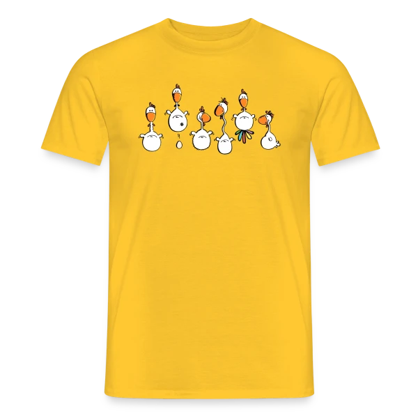 Maquette de T-shirt homme « Poules folles - Verrückte Hühner » à personnaliser