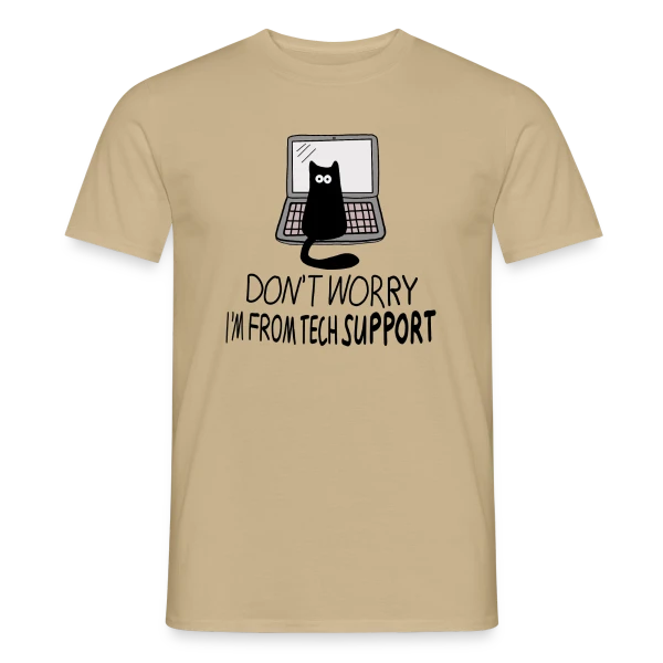 Maquette de T-shirt homme « Chat de Support Technique » à personnaliser