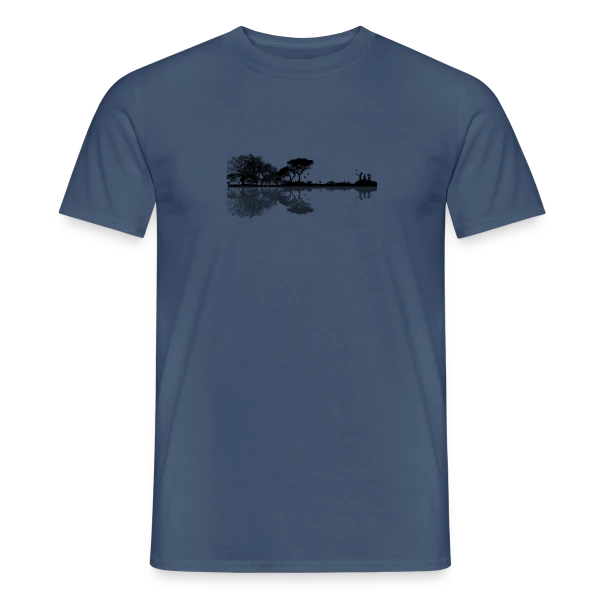 Maquette de T-shirt homme « Guitare Électrique & Paysage Enchanté » à personnaliser