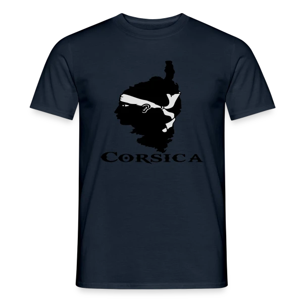 Maquette de T-shirt homme « Carte Corse Tête de Maure » à personnaliser