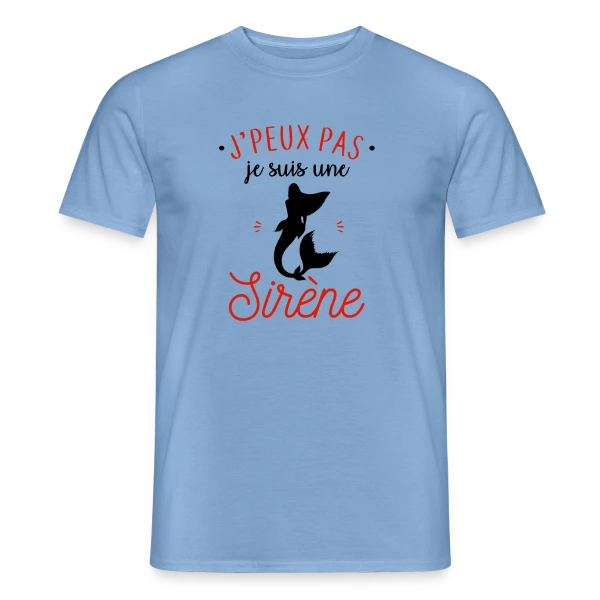 Maquette de T-shirt homme « J'peux pas, je suis une sirène » à personnaliser