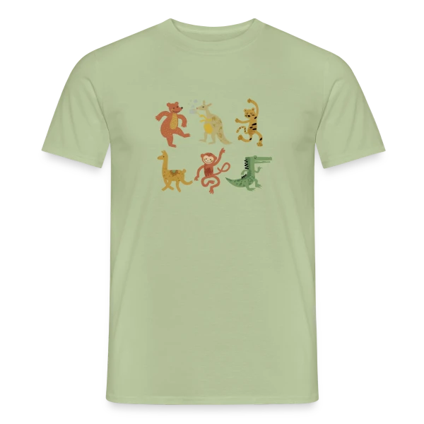Maquette de T-shirt homme « Animaux Rigolos et Joueurs » à personnaliser