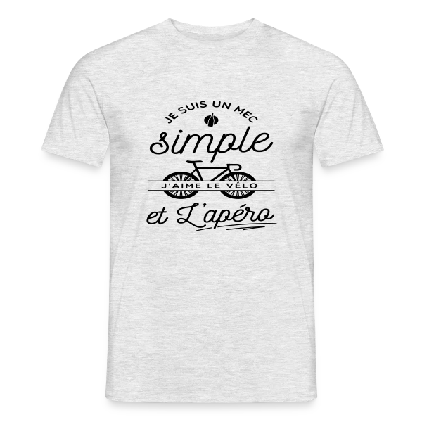 Maquette de T-shirt homme « "Mec Simple, Vélo & Apéro" » à personnaliser